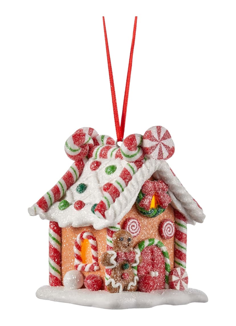 CANVAS Classic Christmas Collection Candy Cane Gingerbread House Christmas Ornament