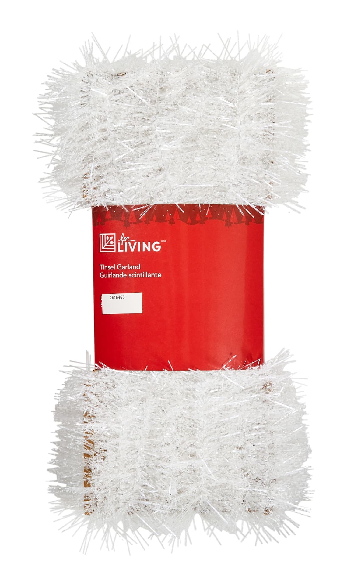 For Living Christmas Decoration White Tinsel Garland, 36-ft