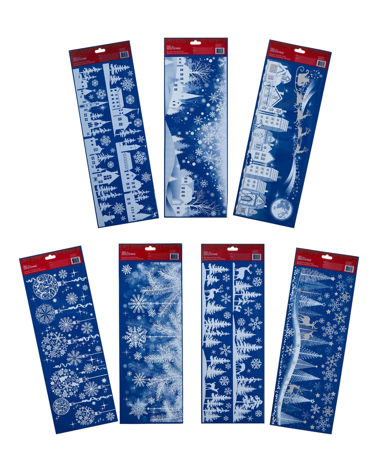 For Living Christmas Decoration Reusable Peel & Stick Window Scenes Static Cling Decal, Random Design