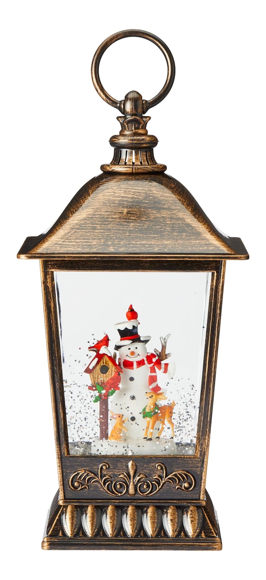 CANVAS LED Glitter Snow Globe, Snowman with Cardinal Scene, Battery Operated, 11-in