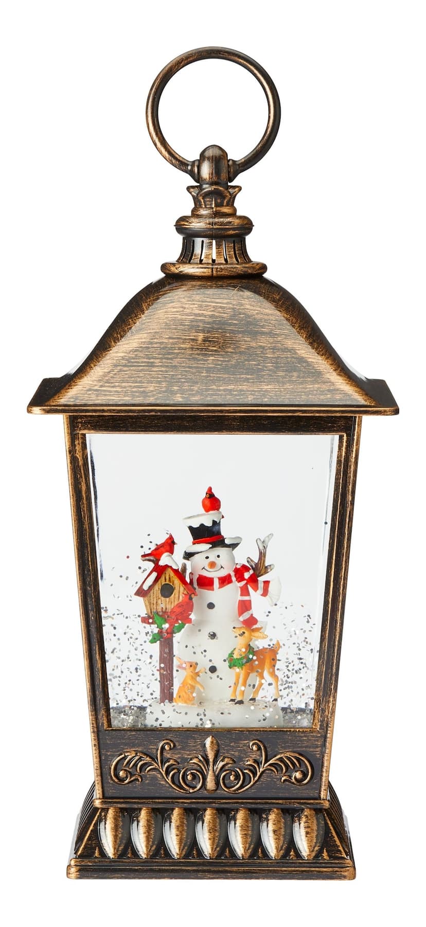 CANVAS LED Glitter Snow Globe, Snowman with Cardinal Scene, Battery Operated, 11-in