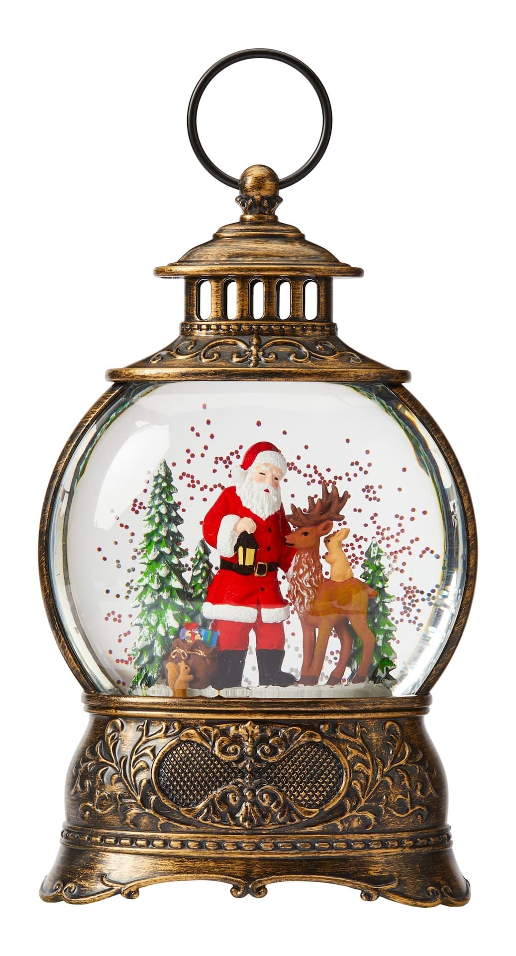 CANVAS Battery Operated Christmas Decoration LED Glitter Santa Snow Globe, 8.5-in