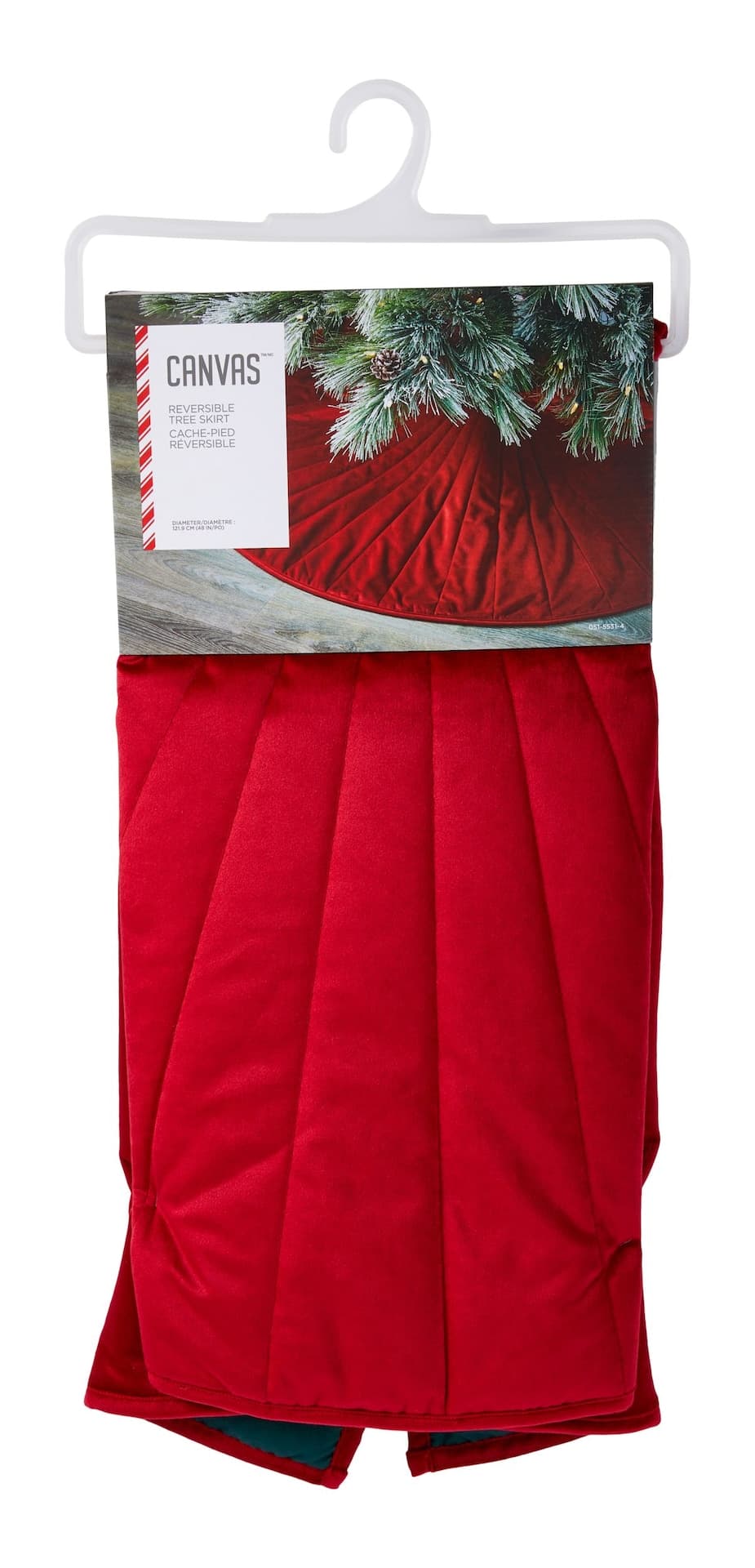 CANVAS Canadian Christmas Collection Traditional Red & Green Reversible Tree Skirt, 48-in