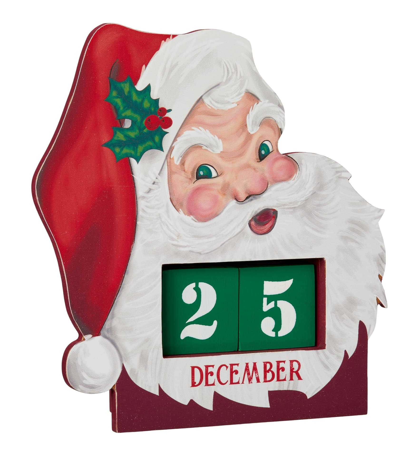 CANVAS Santa's Workshop Christmas Collection Vintage Santa Countdown Tabletop Calendar, 7-in