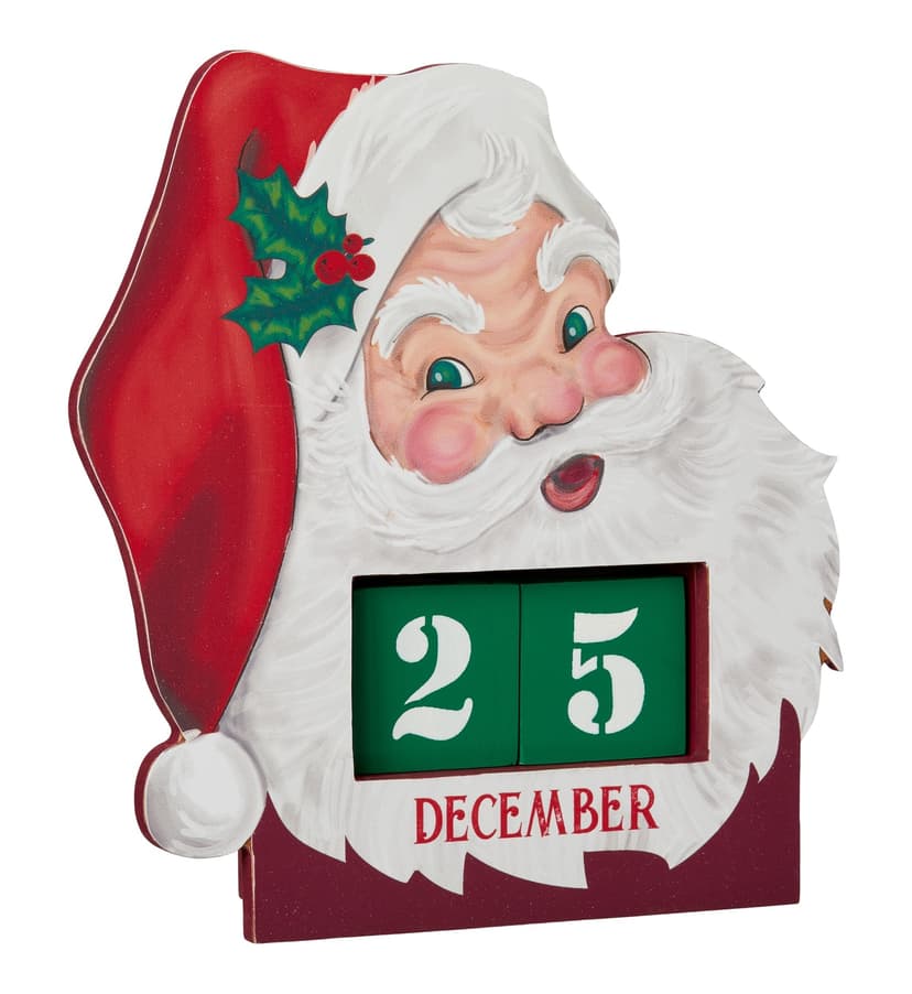 CANVAS Santa's Workshop Christmas Collection Vintage Santa Countdown Tabletop Calendar, 7-in