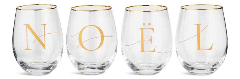 CANVAS Noel Stemless Wine Glasses, 19-oz, 4-pk