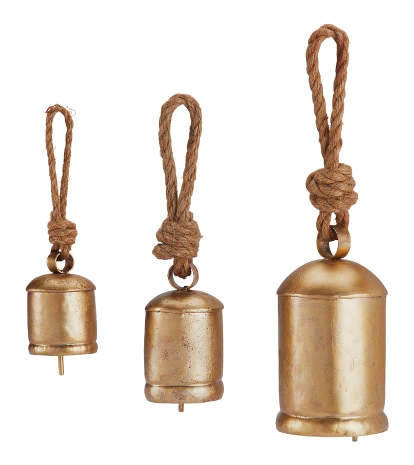 CANVAS Holiday Homecoming Collection Rustic Metal Bell Set, Gold/Brown, 3-pk