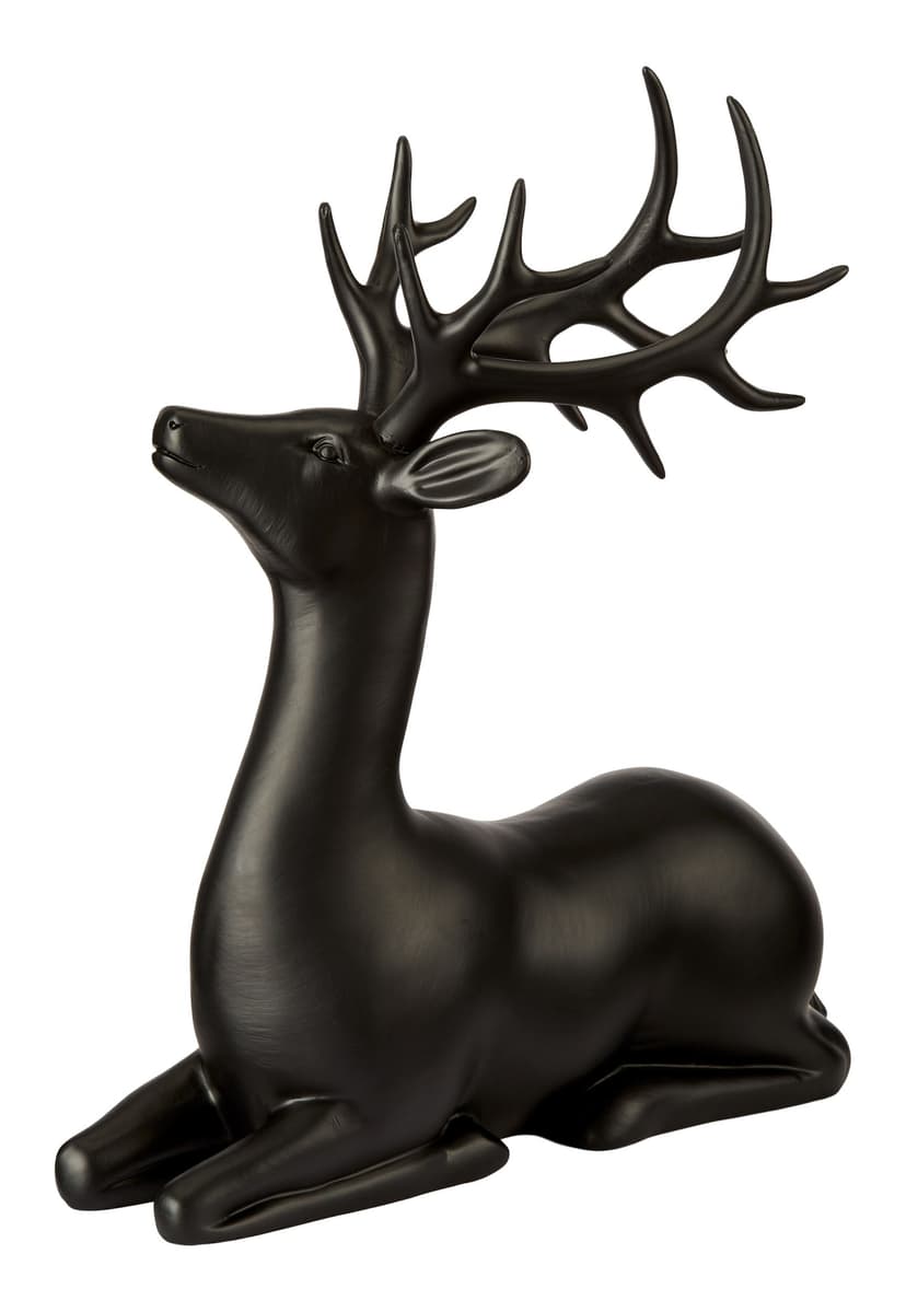 CANVAS Sitting Matte Black Deer, 10.75-in
