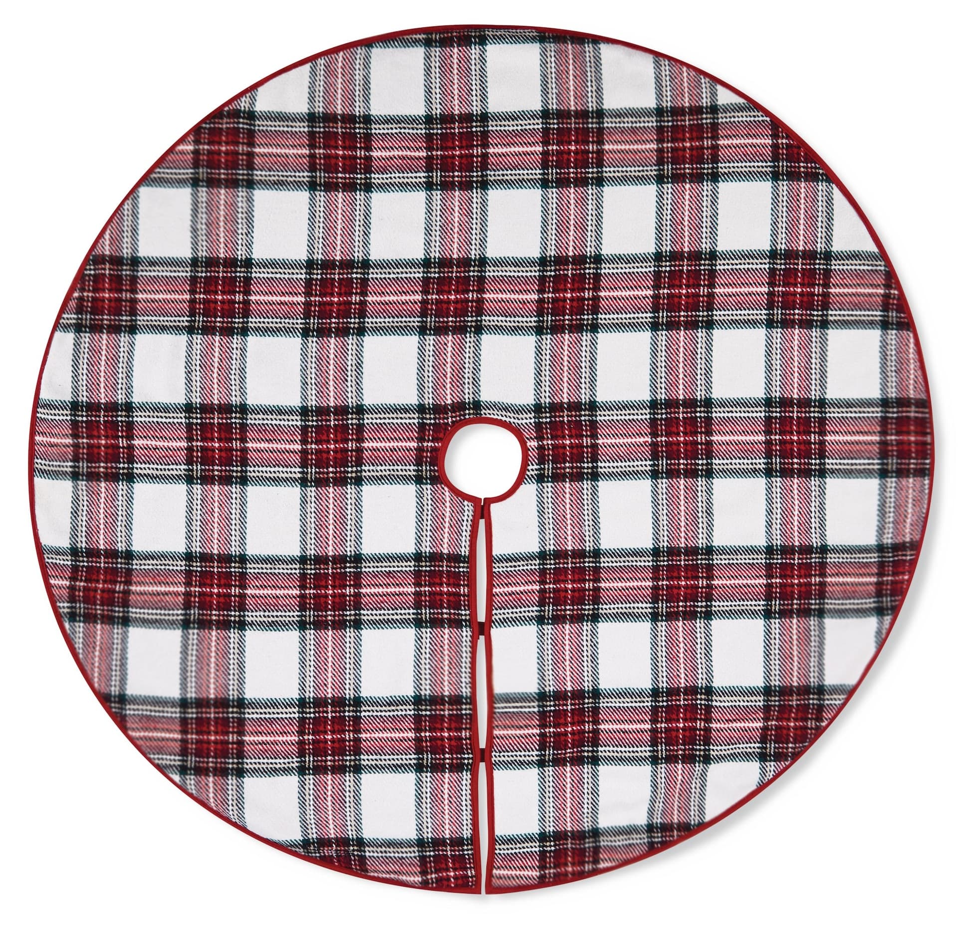 CANVAS Christmas Decoration Plaid Tree Skirt, Red & White, 48-in