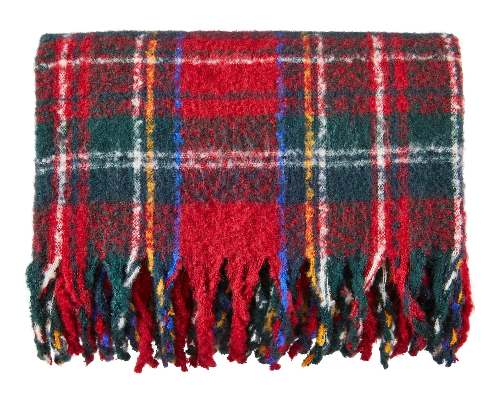 CANVAS Christmas Decoration Brushed Plaid Throw, Red, 60-in