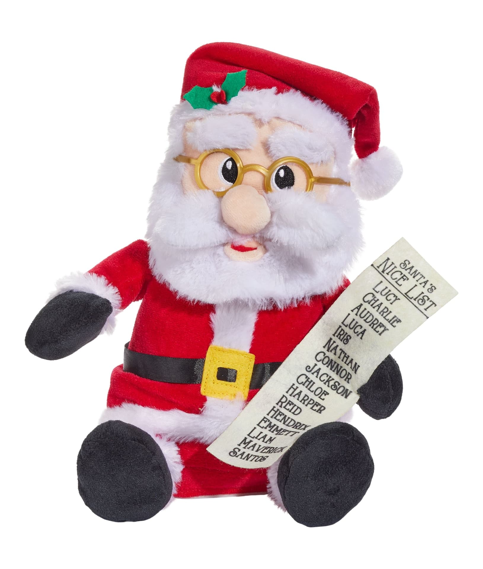 Musical Animated Santa with List Character Indoor Table Top Décor for Christmas, Red/White, 11-in
