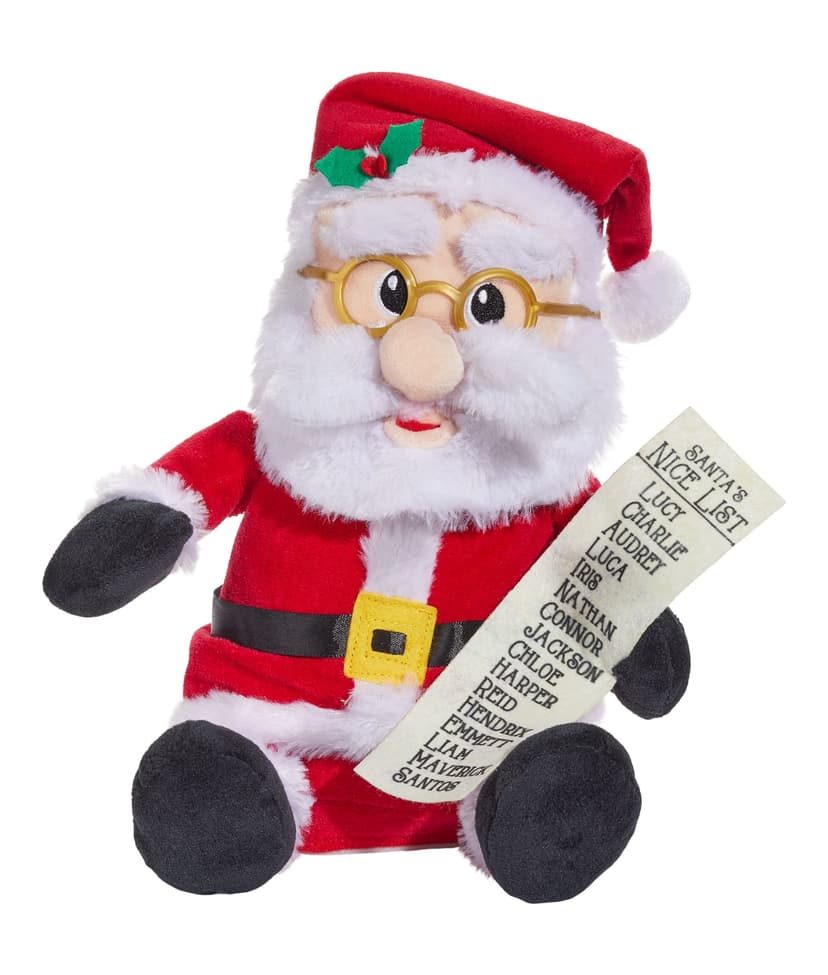 Musical Animated Santa with List Character Indoor Table Top Décor for Christmas, Red/White, 11-in