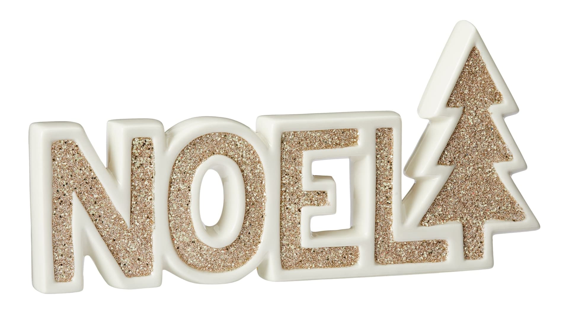 CANVAS Tabletop Christmas Collection Ceramic Noel and Tree Décor, Gold
