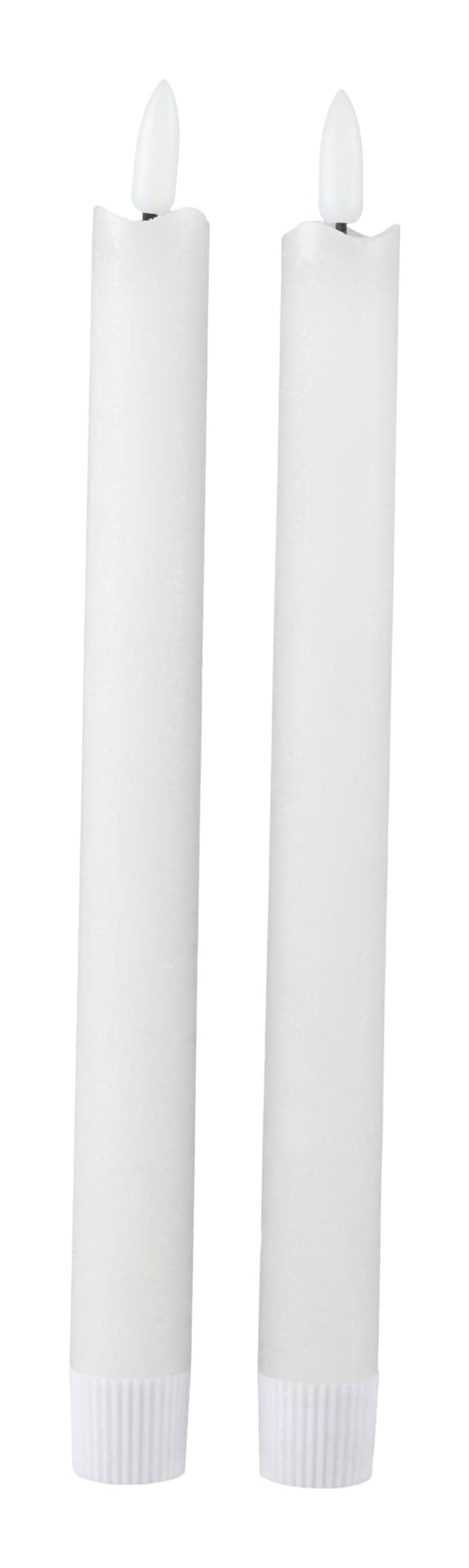 CANVAS Battery Operated Flameless LED Taper Wax Candle Set for Wedding/Birthday Party/Christmas, White, 2-pk