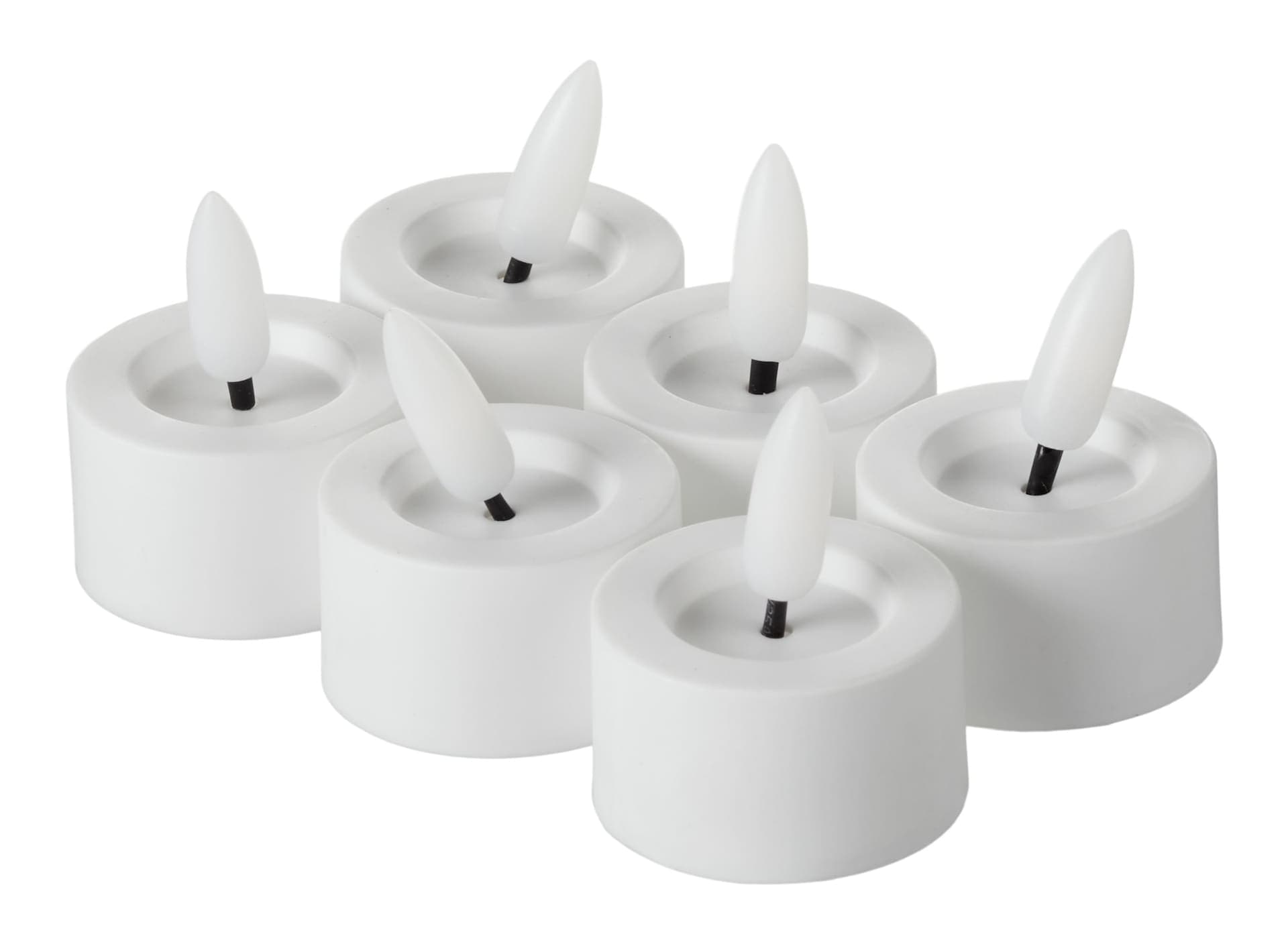 CANVAS Battery Operated Flameless LED Tealight Candle Set for Wedding/Birthday Party/Christmas, White, 6-pk