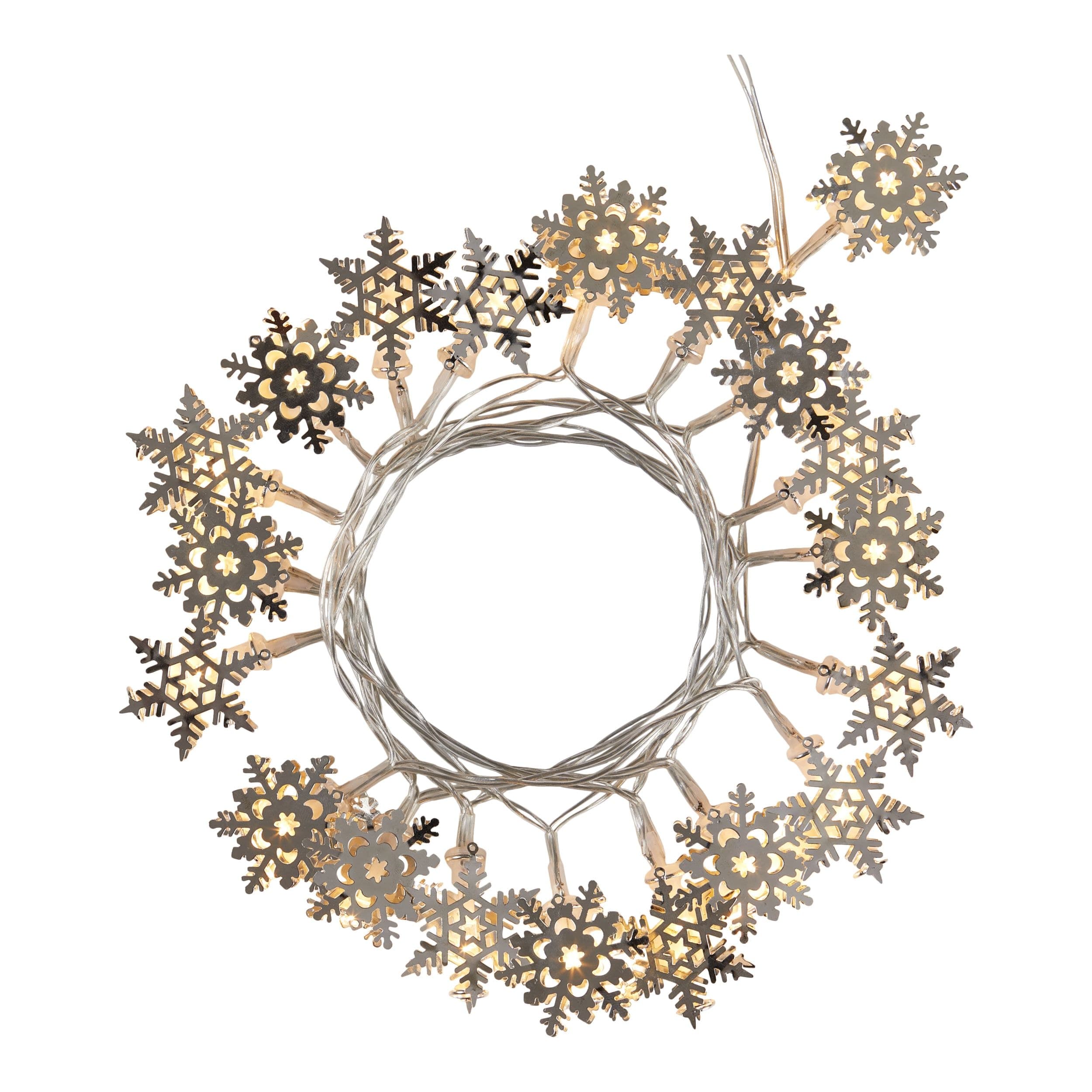 CANVAS 20 LED Battery Operated Christmas Hanging Decoration Snowflakes String Light with Timer, Silver, 7.2-ft