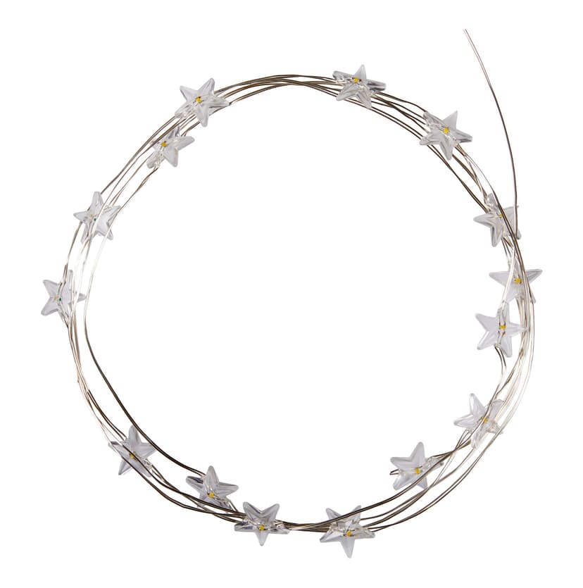 CANVAS 16 LED Battery Operated Christmas Hanging Decoration Clear Mini Stars String Light with Timer, 5.9-ft