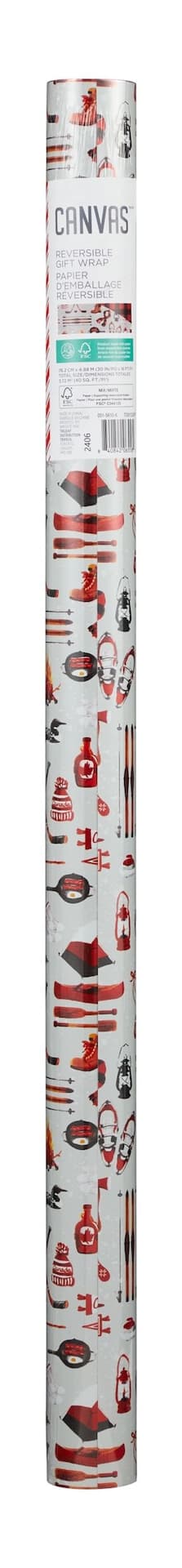 CANVAS Reversible Wrap Single Roll, Canadian Christmas, 40-sq-ft