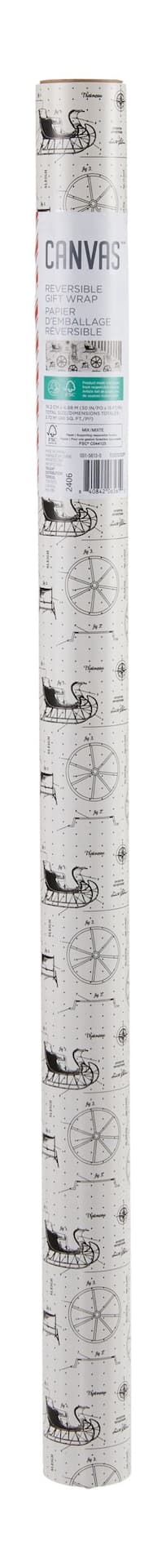 CANVAS Reversible Wrap Single Roll, Night Before Christmas, Random Design, 40-sq.ft.