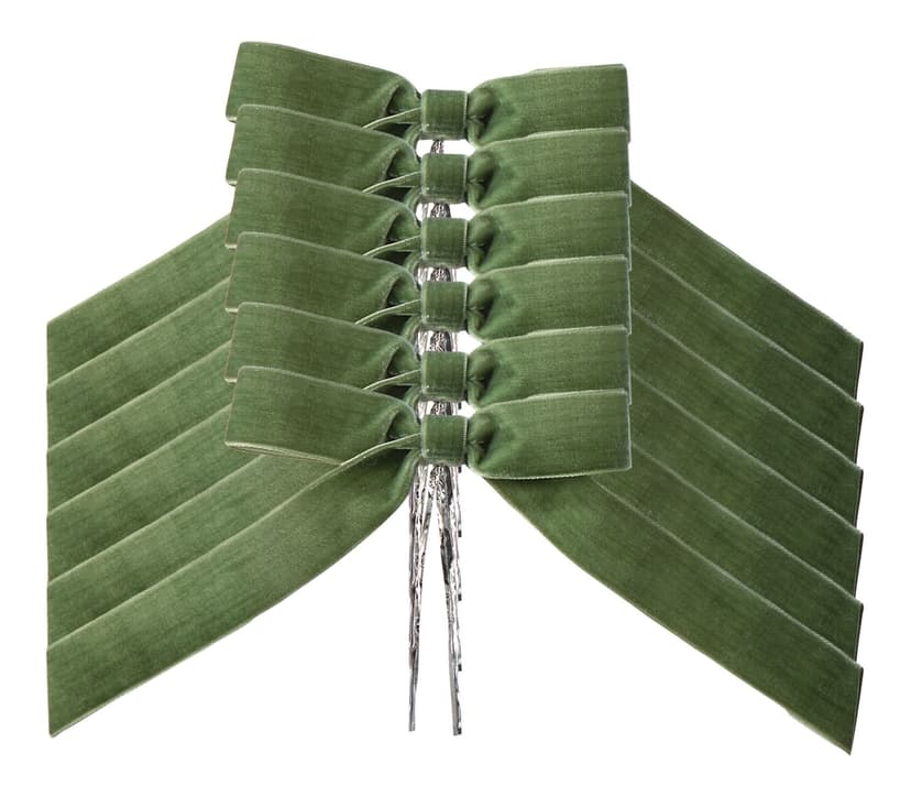 CANVAS Holiday Homecoming Trend Collection Green Velvet Bows, 6-pc