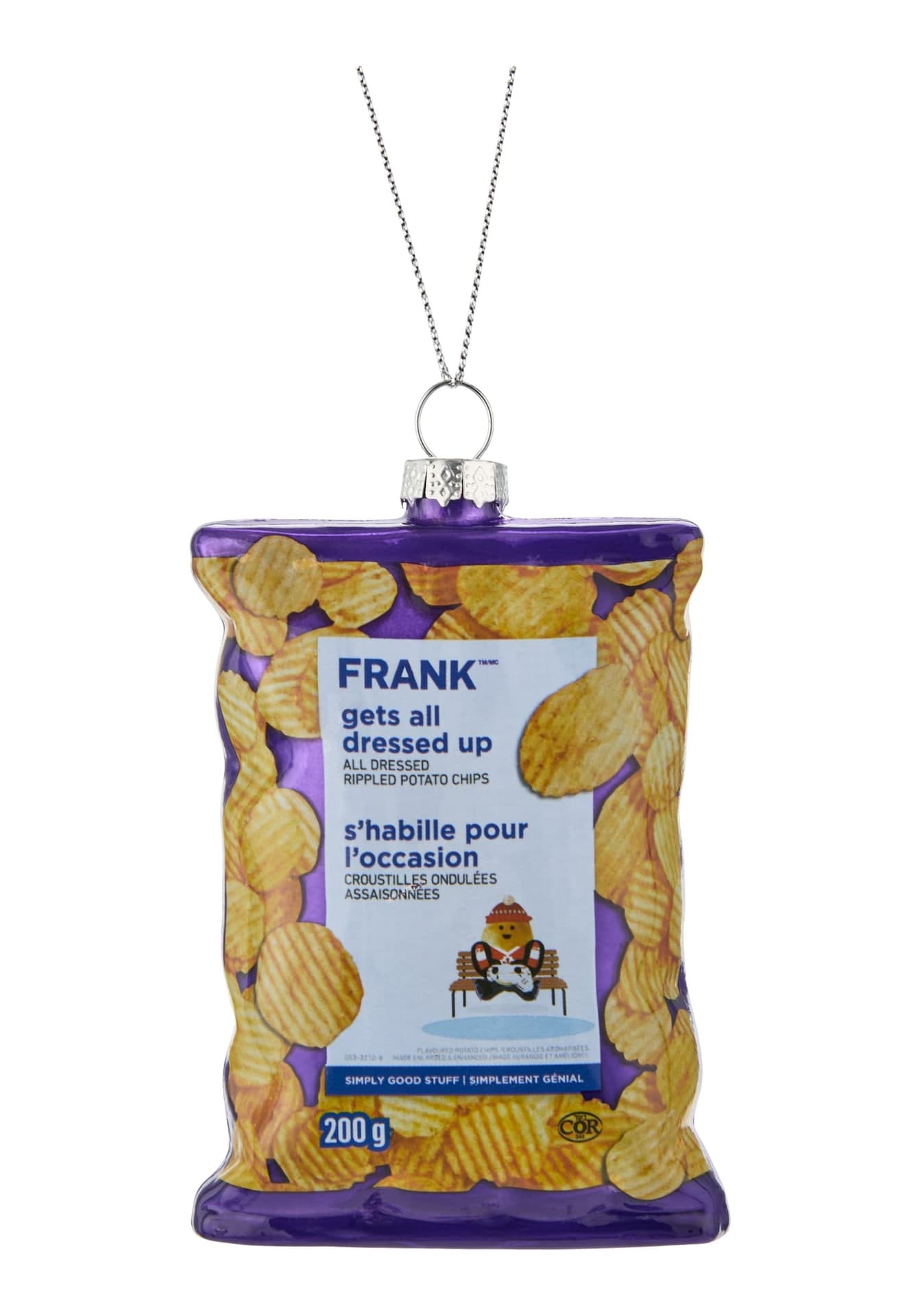 CANVAS Canadian Christmas Collection Glass Bag of FRANK's All Dressed Chips Ornament, 4.1-in