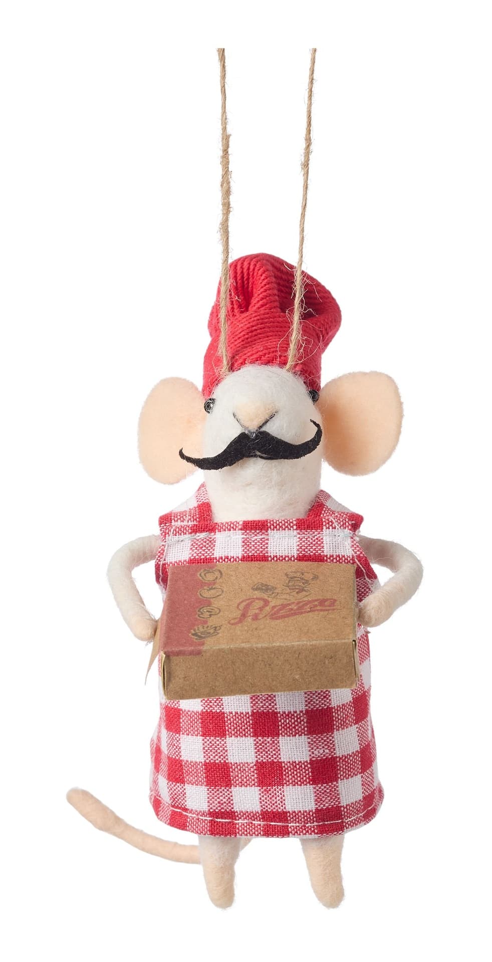CANVAS Merry Mingle Collection "Mario" Felt Mouse with Pizza Box Christmas Ornament, 5.1-in