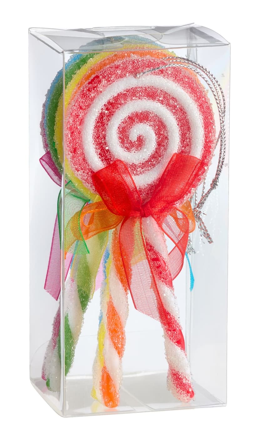 CANVAS Merry Mingle Collection Sugared Lollipop with Ribbon Christmas Ornament Set, 5.2-in, 6-pc