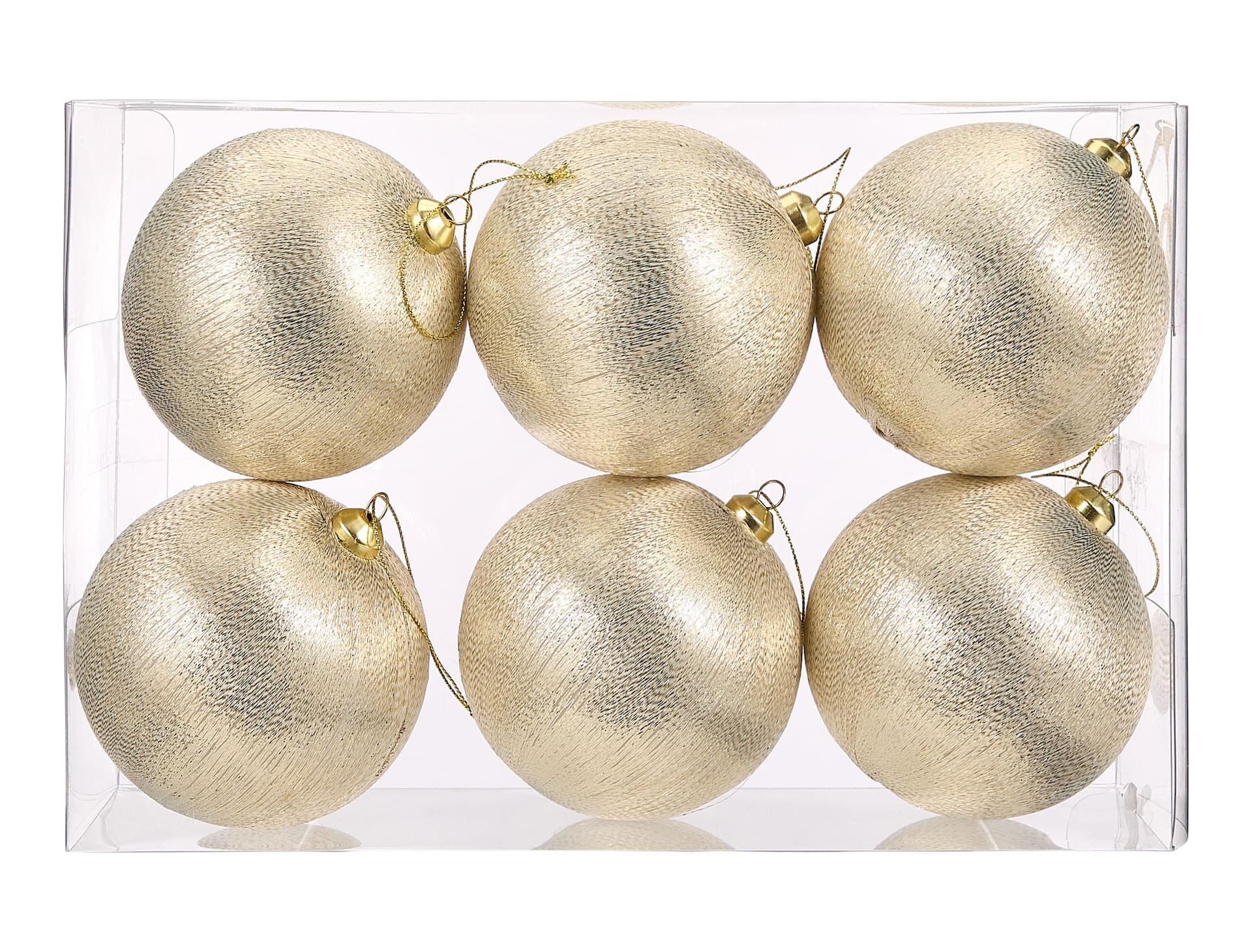 CANVAS Golden Moments Collection Gold Thread Satin Shatterproof Ball, 80-mm, 6-pc