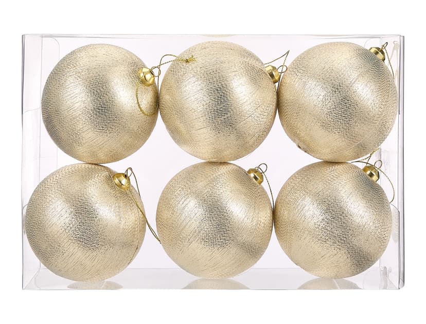 CANVAS Golden Moments Collection Gold Thread Satin Shatterproof Ball, 80-mm, 6-pc
