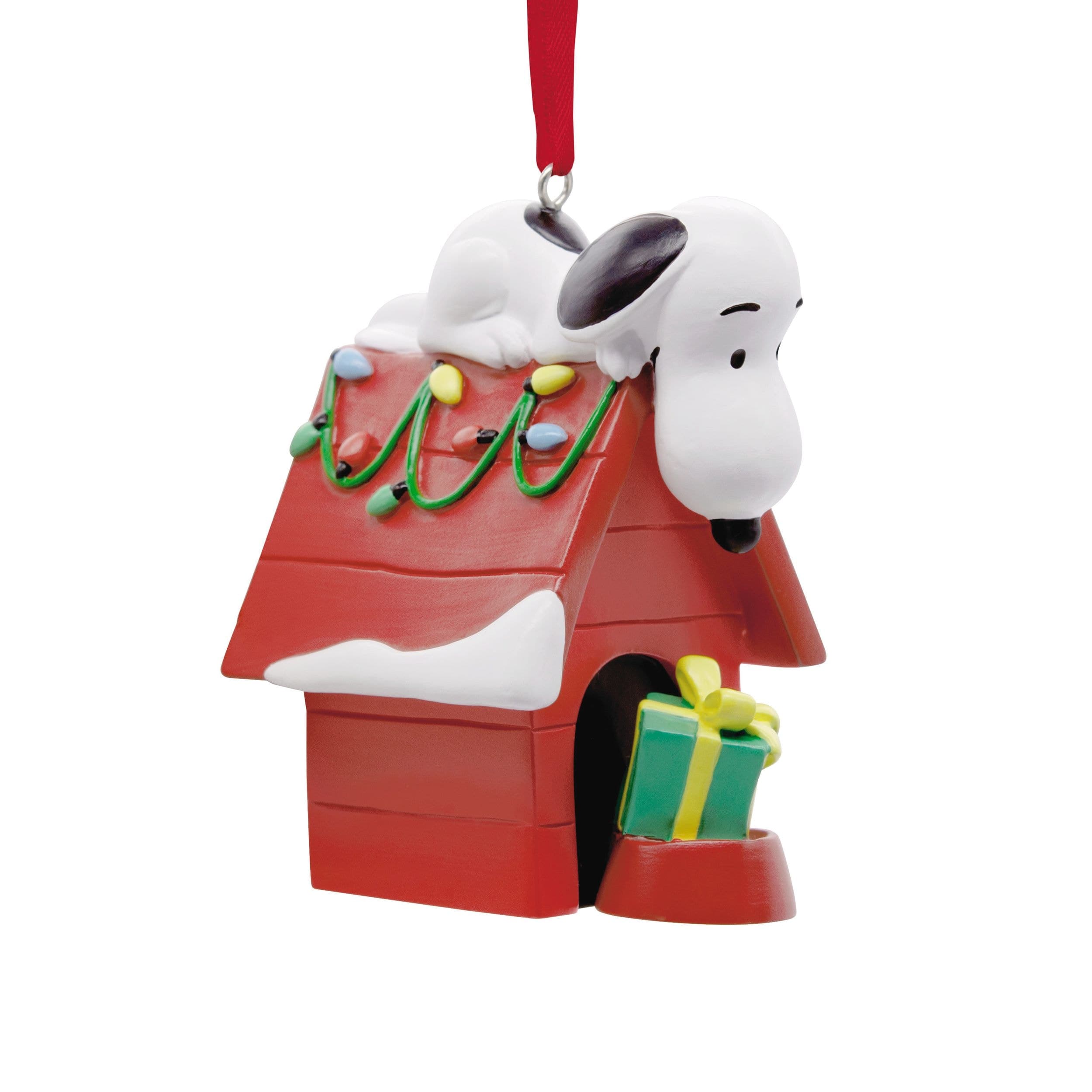 Hallmark Snoopy on Dog House with Lights Licensed Resin Ornament, 3-in