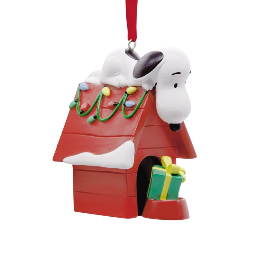 Hallmark Snoopy on Dog House with Lights Licensed Resin Ornament, 3-in