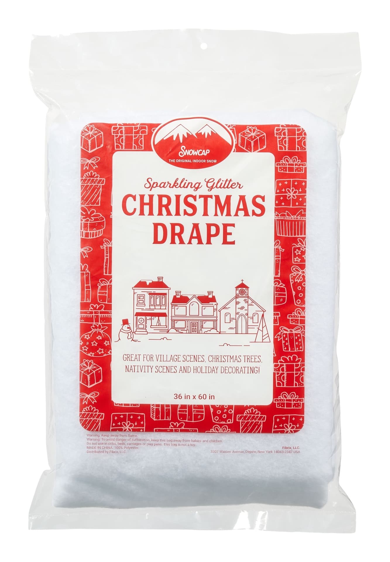 Christmas Decoration Artificial Snow Drape, Glittering White, 36 x 60-in