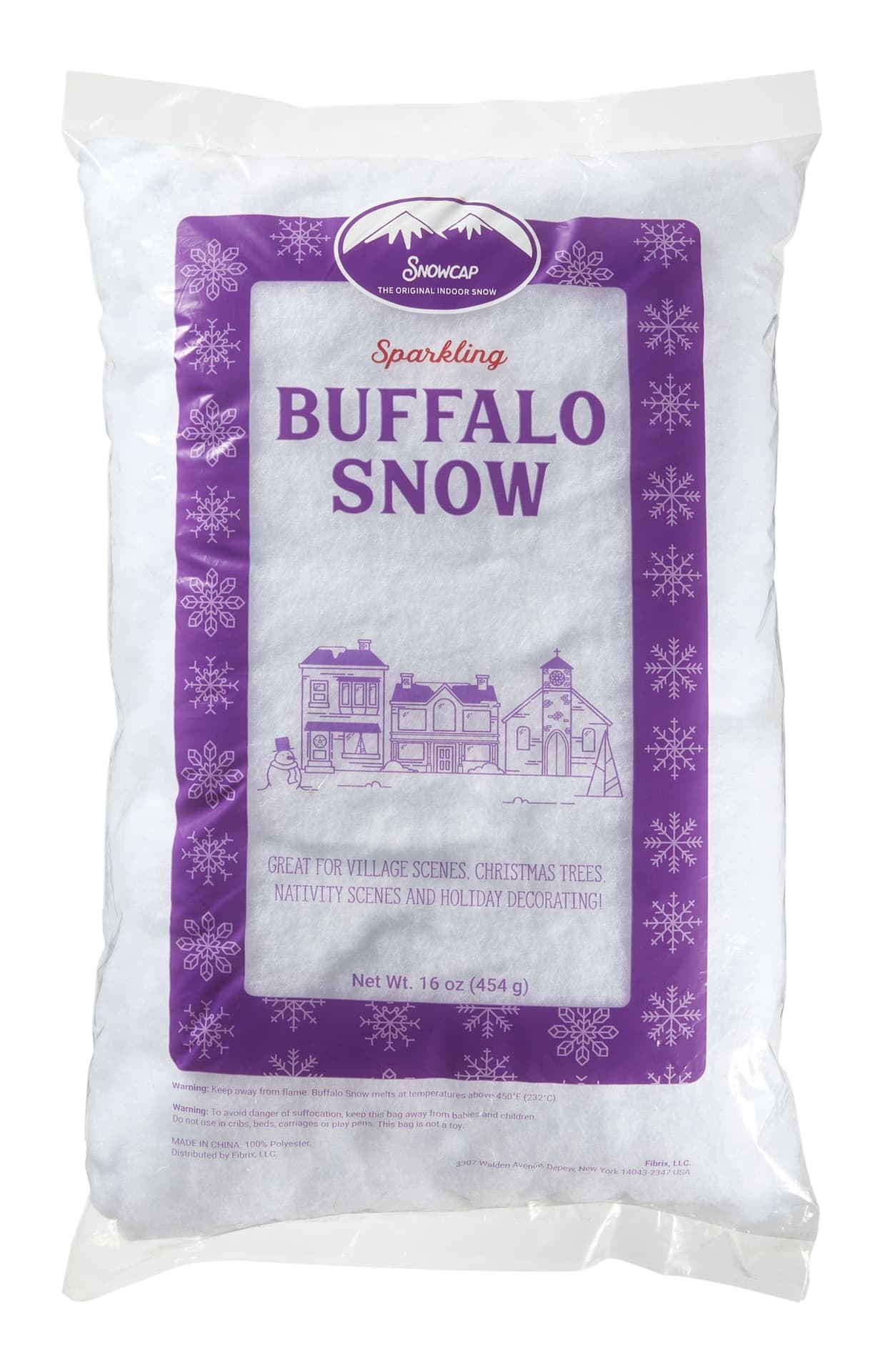 Christmas Decoration Artificial Snow, White with Iridescent Highlights, 16-oz