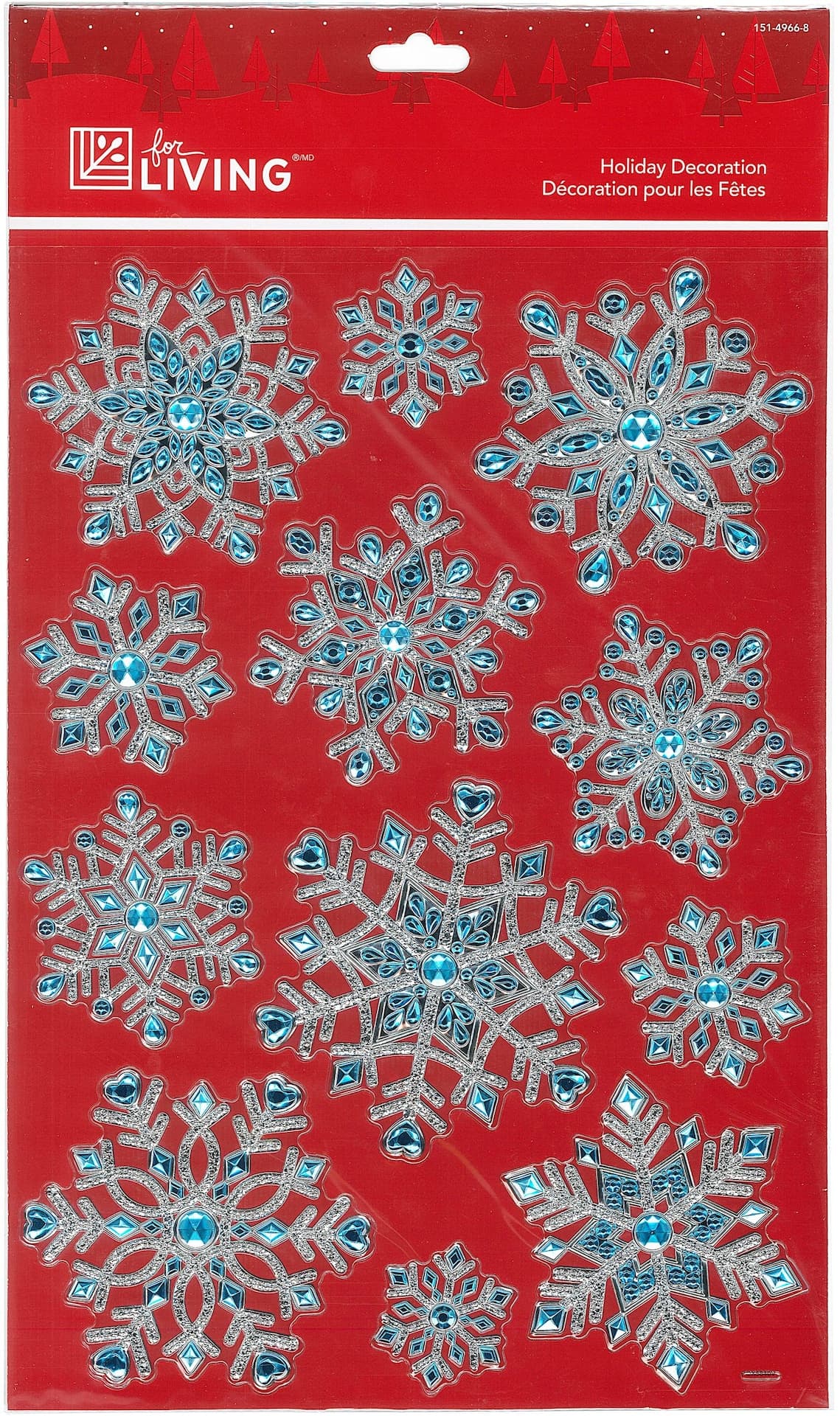 For Living Christmas Decoration Snowflake Window Clings, Assorted Style