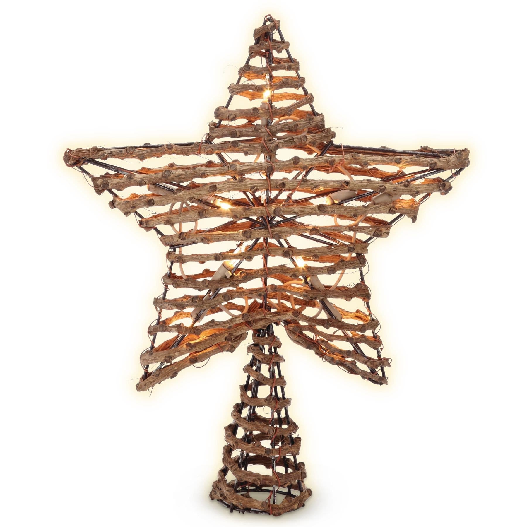 CANVAS Pre-Lit Rattan Star Christmas Tree Topper, 11 1/2-in