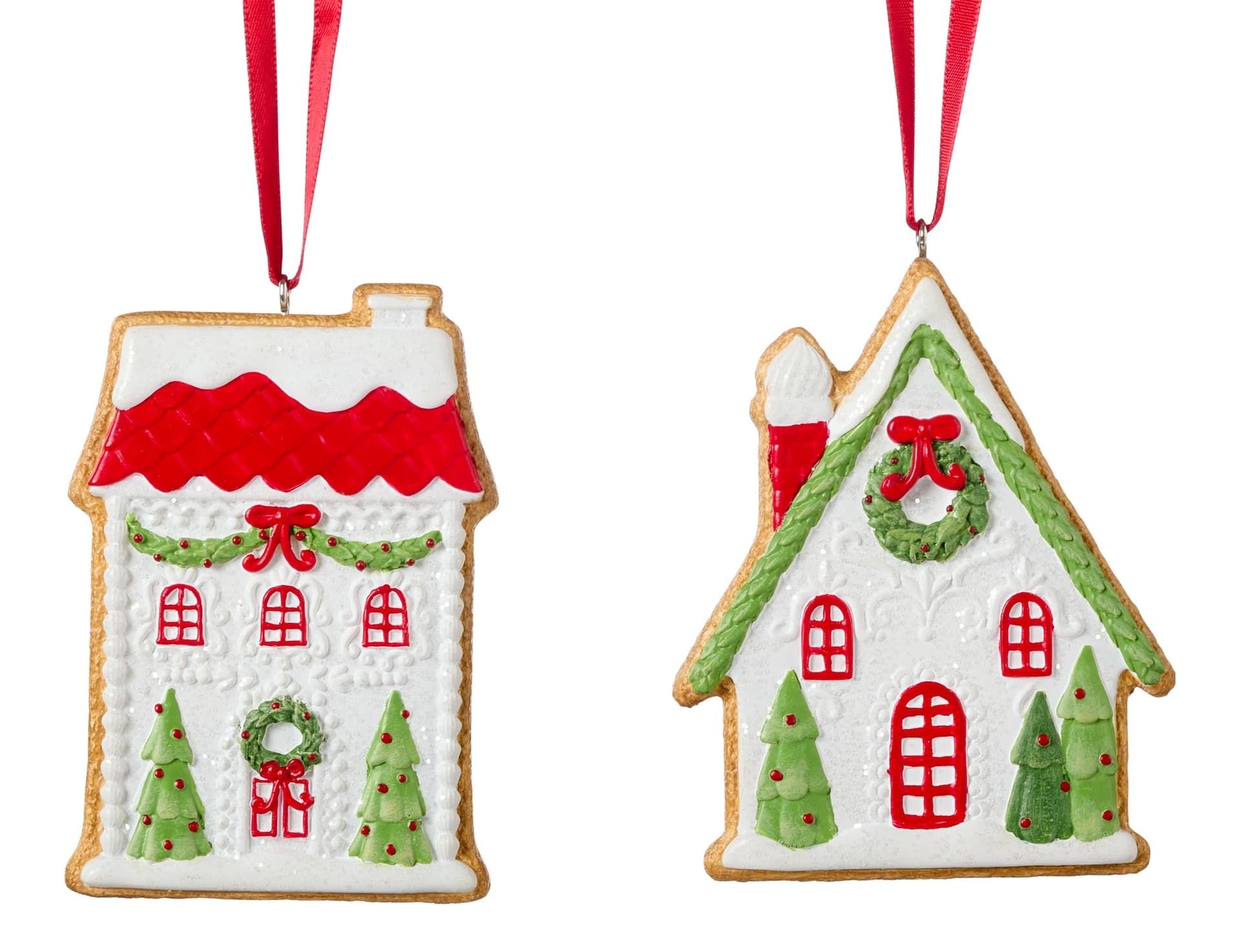 CANVAS Classic Christmas Collection Resin Gingerbread House Ornament, 3.4-in, 2-pc