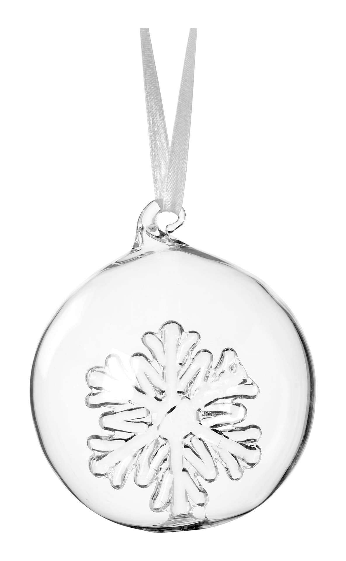 CANVAS White Christmas Collection Clear Glass Ball with Snowflake, 3-in
