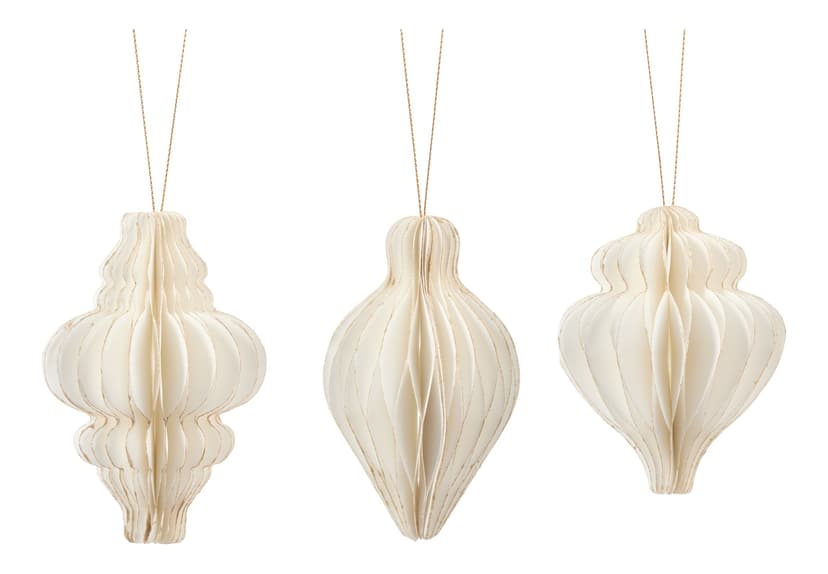 CANVAS White Christmas Collection Mini Paper Ornaments, 3.5-in, 3-pc