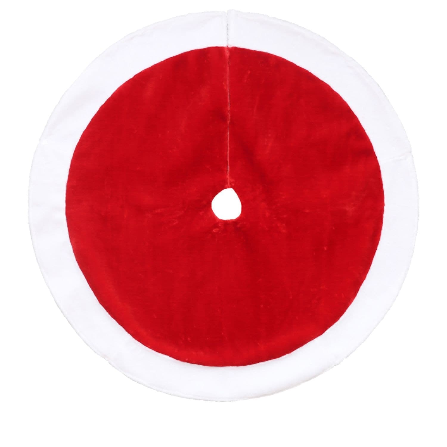 For Living Deluxe Christmas Decoration Plush Tree Skirt, Red, 48-in