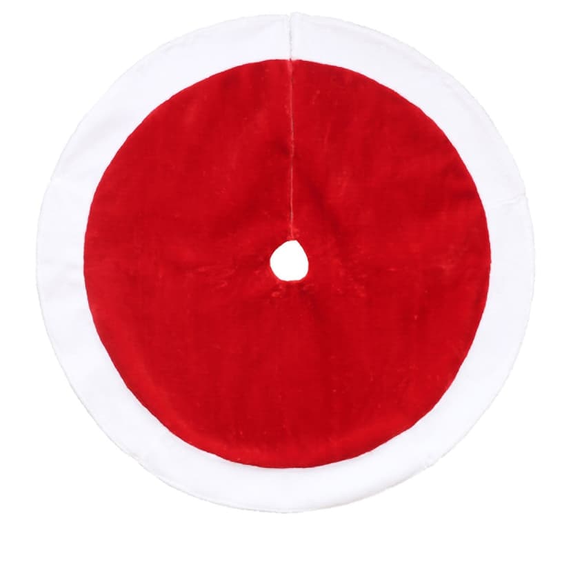 For Living Deluxe Christmas Decoration Plush Tree Skirt, Red, 48-in