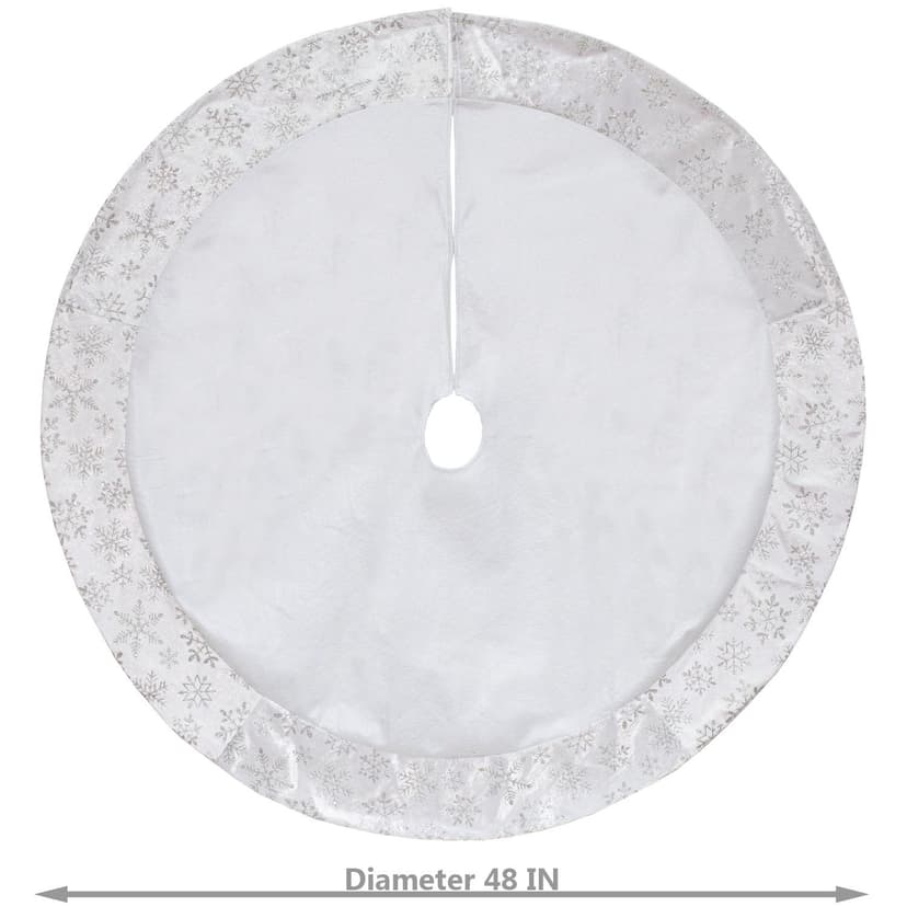 For Living Christmas Glittering Decoration Snowflake Tree Skirt, White, 48-in