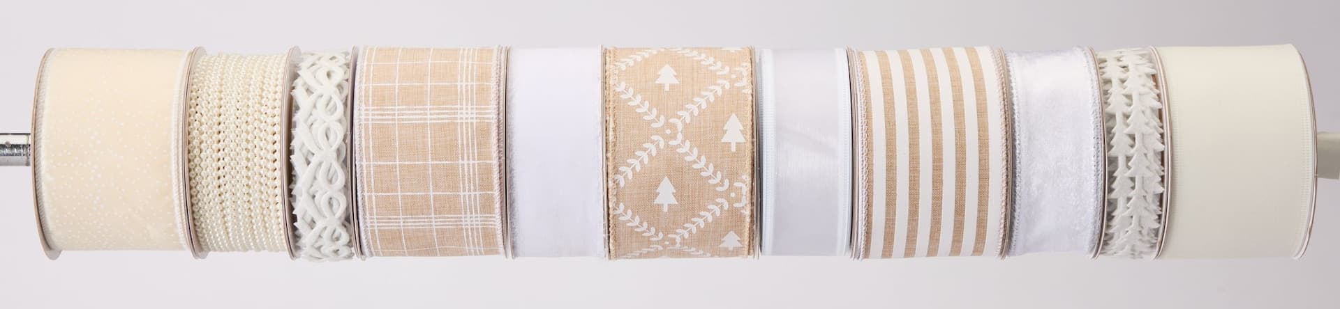 CANVAS White Collection Ribbon Christmas Ornament, Single Ribbon, Random Design/Size