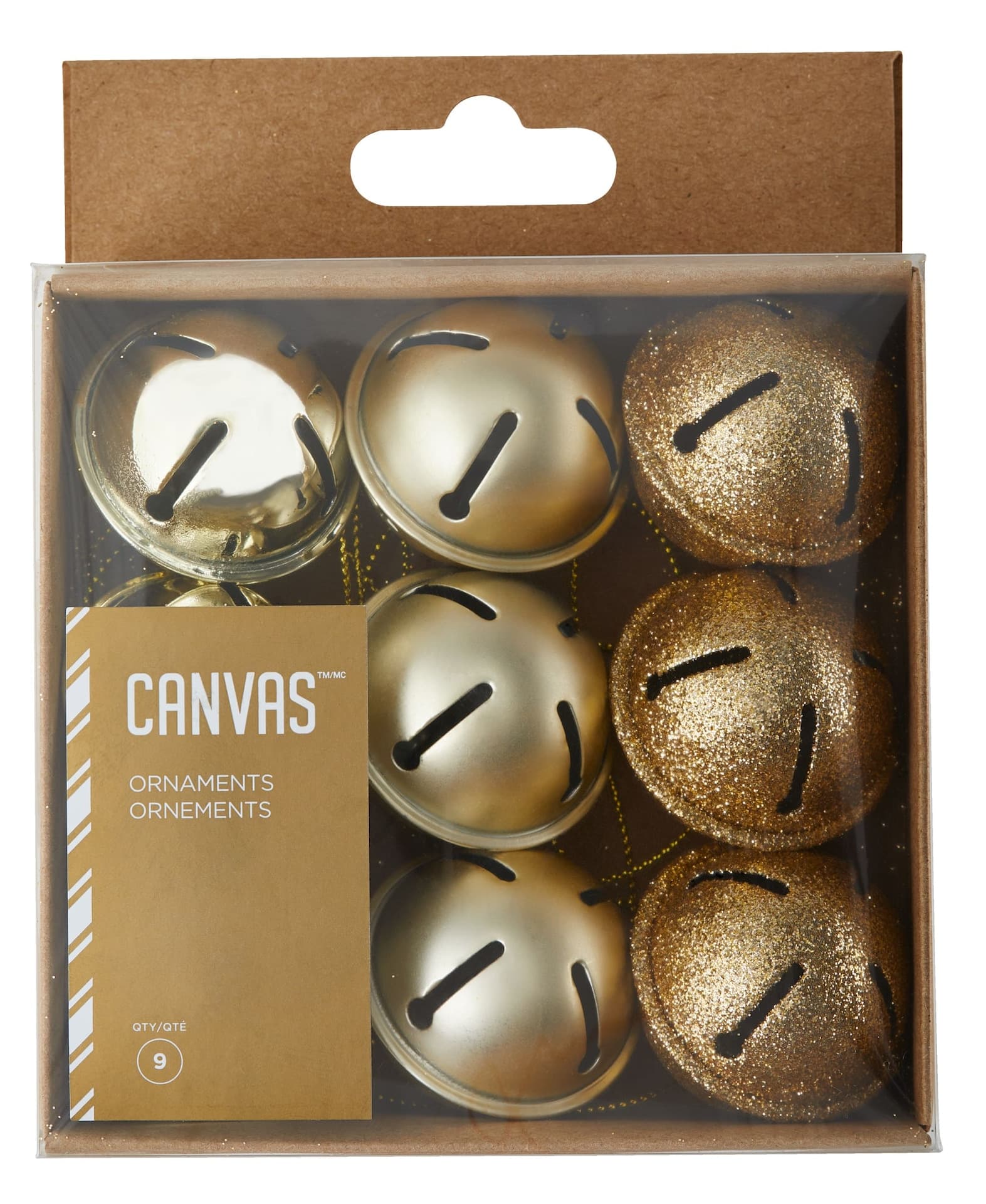 CANVAS Gold Collection Jingle Bells, 1.5-in, 9-pk