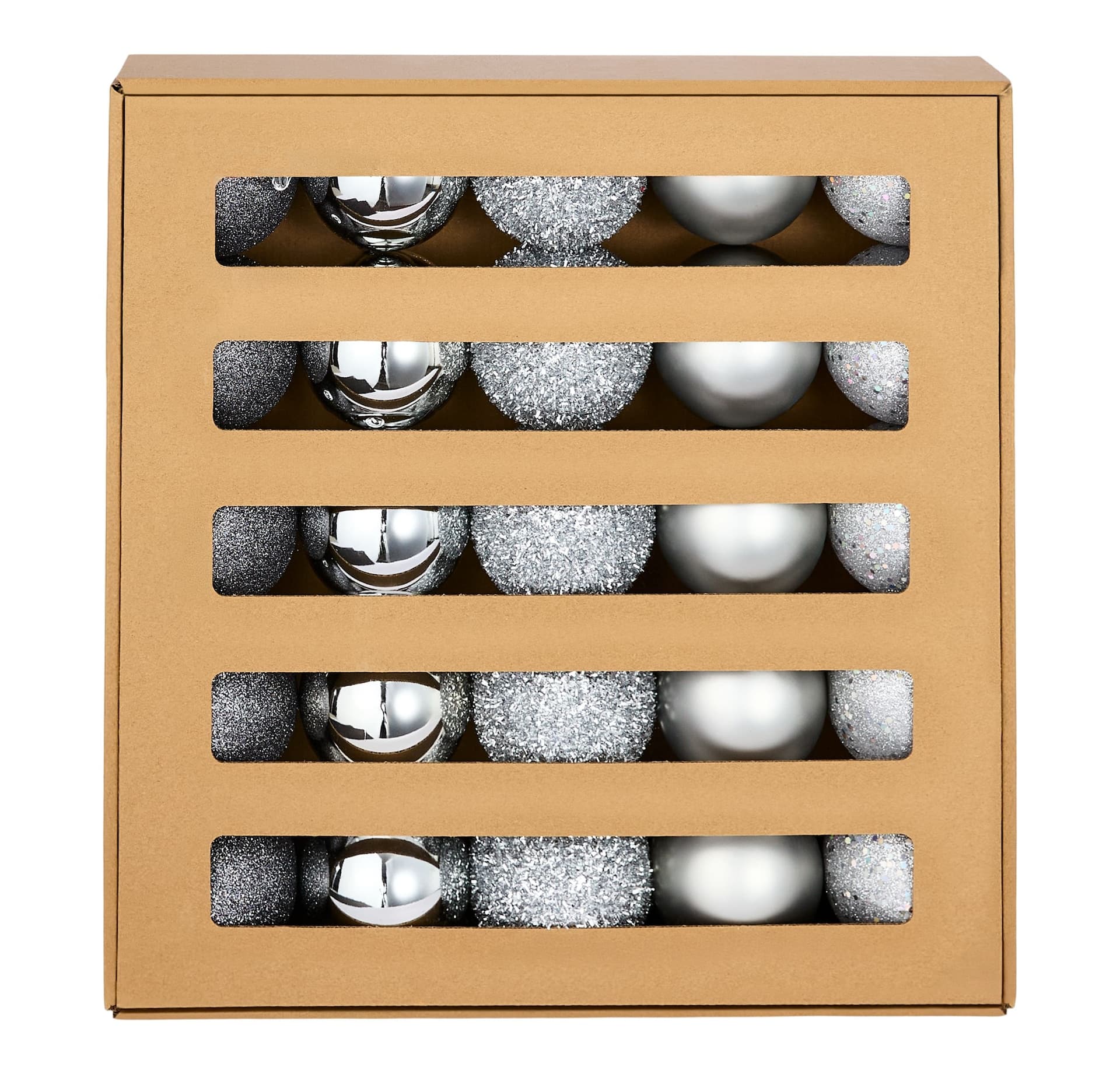 For Living Shatterproof Ball Christmas Ornament Set in Corrugate Box, Metallic, 80-mm, 25-pc