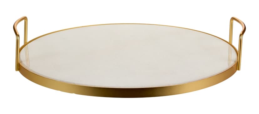 CANVAS Golden Moments Collection Christmas Marble Serving Tray with Gold Handles, 14.7-in