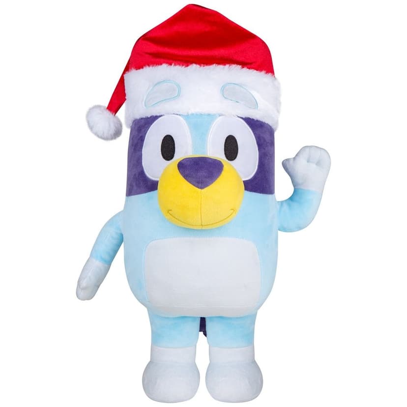 Bluey In Santa Hat Holiday Greeter, Blue/White, 18.5-in