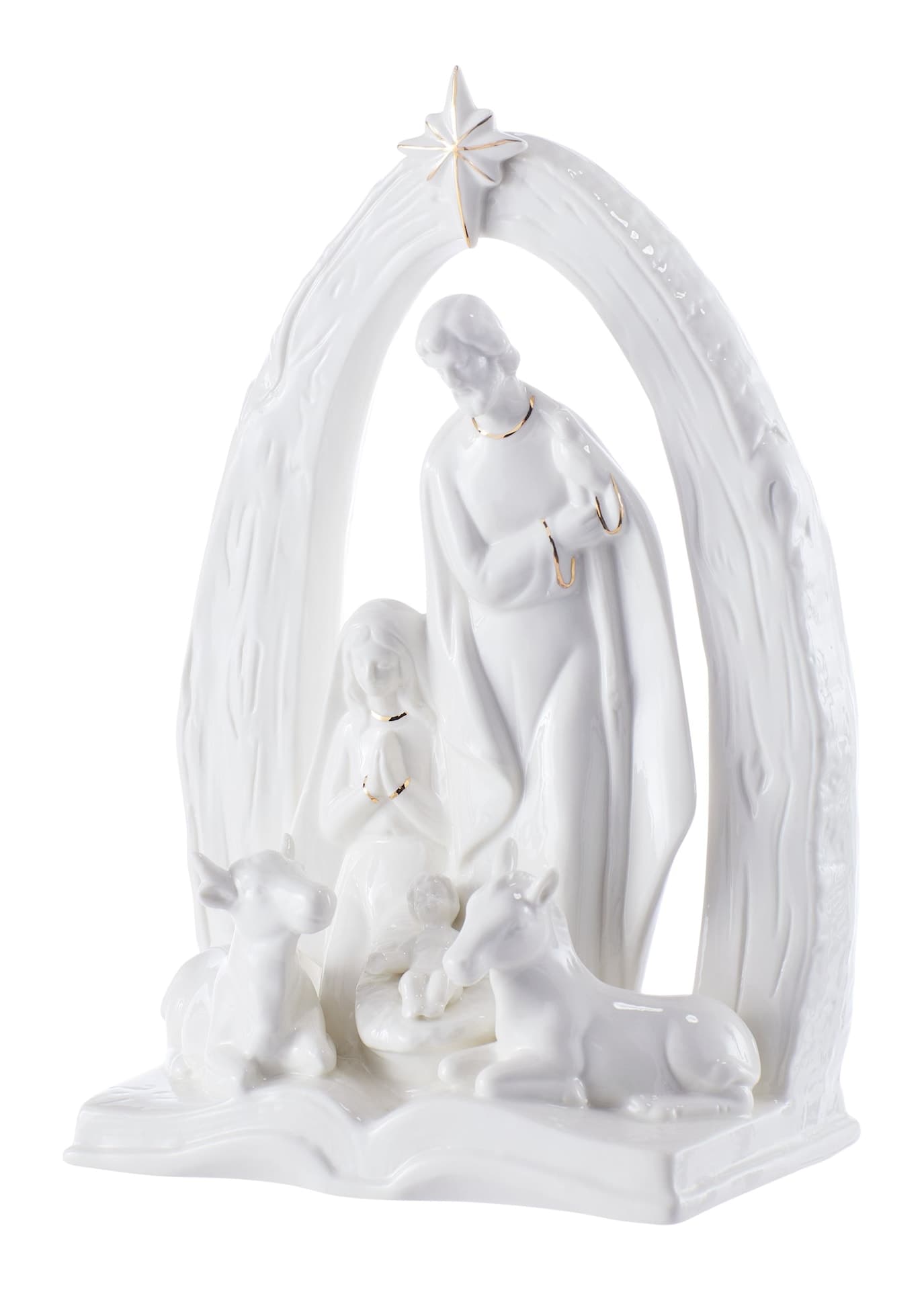 FOR LIVING Ceramic Nativity Scene Holiday Tabletop Décor