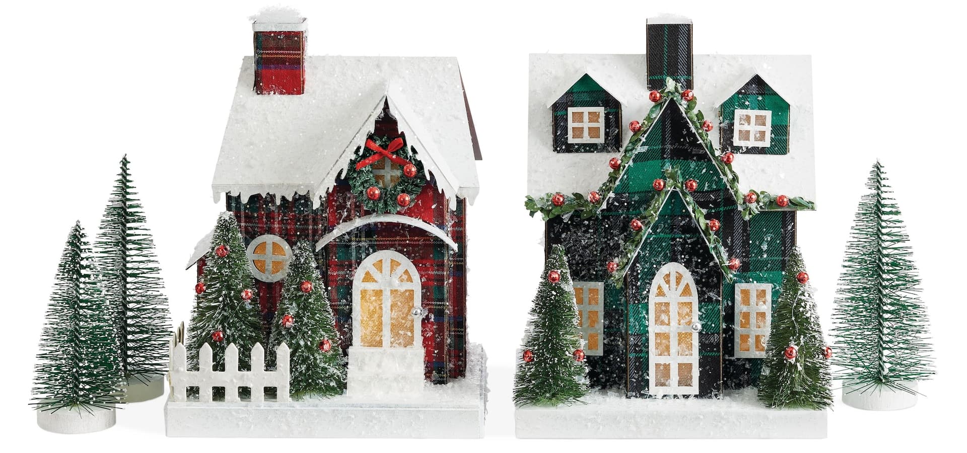 CANVAS Canadian Christmas Collection Paper House & Trees Set Holiday Tabletop Décor, 5-pc