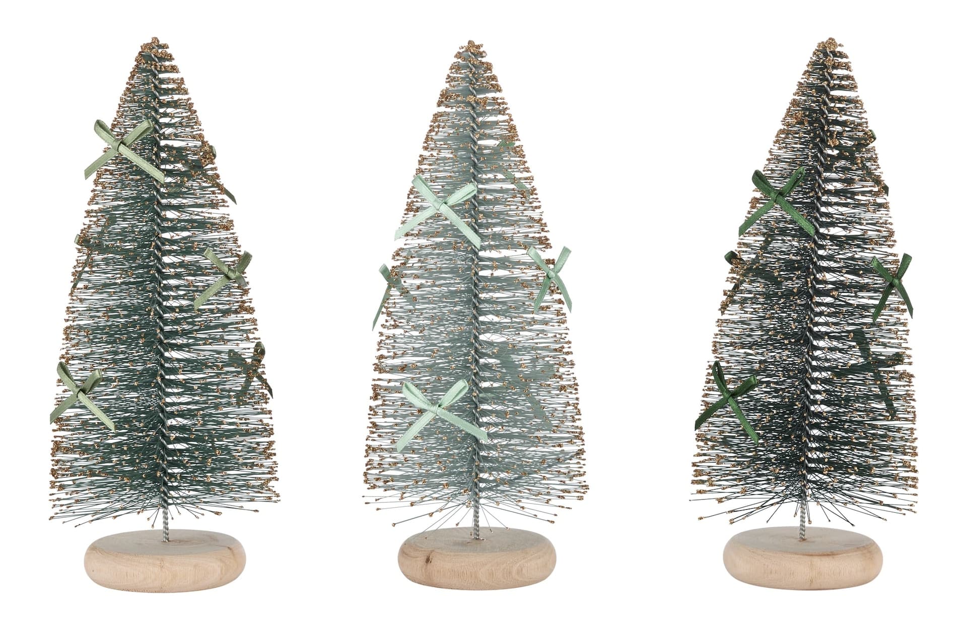 CANVAS Holiday Homecoming Collection Glittering Tabletop Bottlebrush Trees with Bows, 3-pk