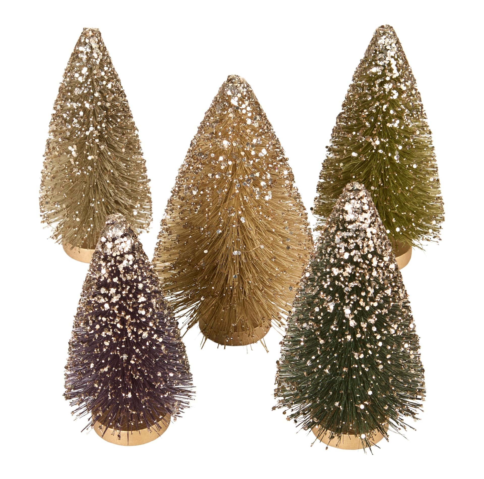 CANVAS Holiday Homecoming Collection Glitter Bottlebrush Trees Christmas Decoration, 5-pc
